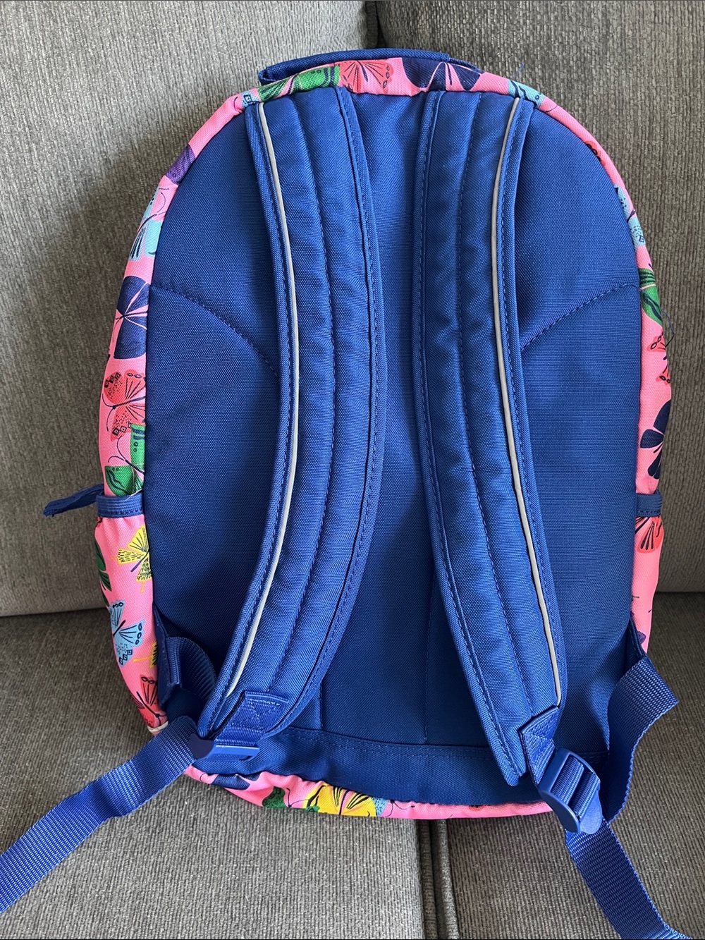 Hanna Andersson Kids Butterfly Print Pink & Blue Backpack - Picture 3 of 11